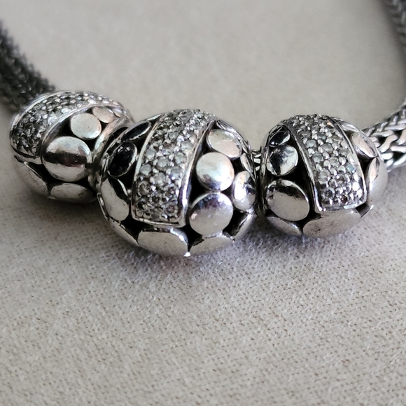 John Hardy Diamond Pave Three Dot Slider Necklace - Picture 5 of 10